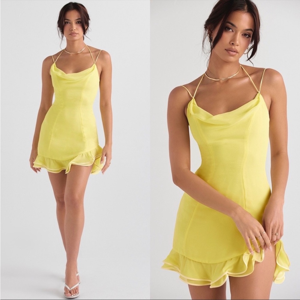 HOUSE OF CB 'Rossella' Buttercup Ruffle Mini Dress NWOT